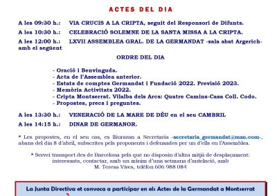 Peregrinació a Montserrat i celebració LXVII Assemblea general